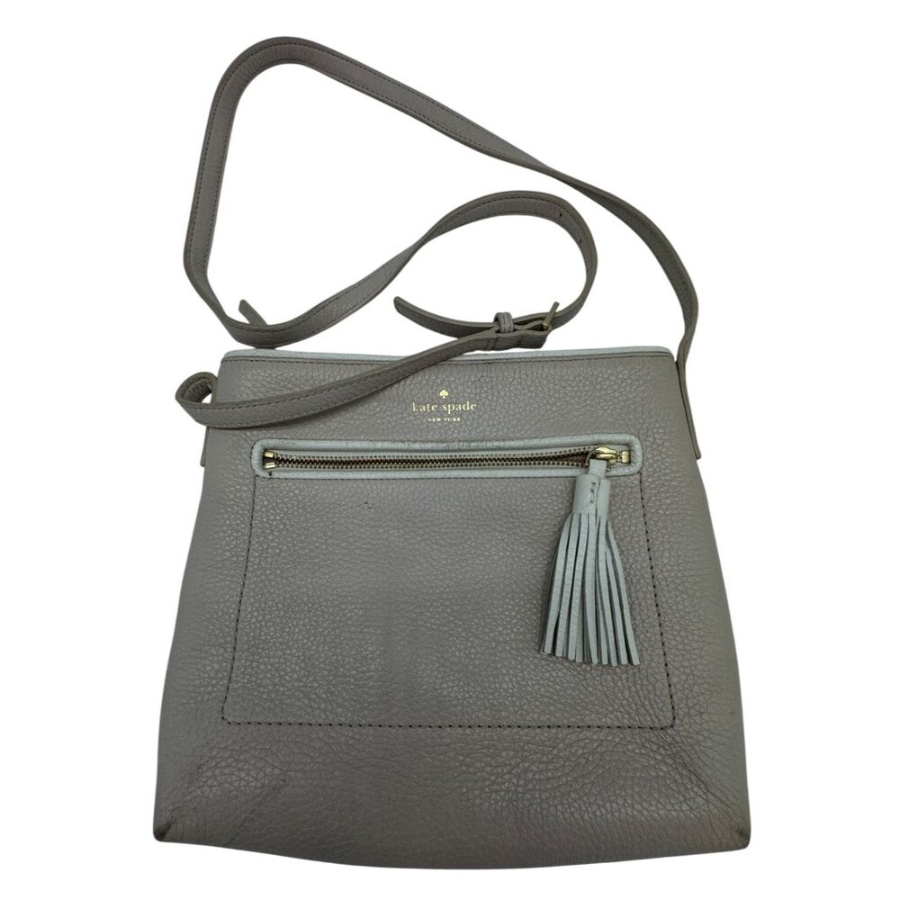 Kate Spade New York Womens Street Dessi Crossbody Bag Pebbled Leather Tassel